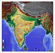 Topographic map of India.