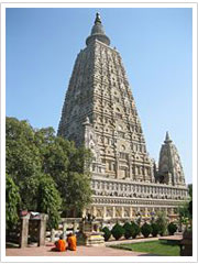 The Mahabodhi Temple, a UNESCO World Heritage Site, at Bodhgaya in Bihar, is one of the four holy sites related to the life of the Lord Buddha, and particularly to the attainment of Enlightenment. The first temple was built by Emperor Asoka in the 3rd century BC, and the present temple dates from the 5th century BC or 6th centuries. It is one of the earliest Buddhist temples built entirely in brick, still standing in India, from the late Gupta period.